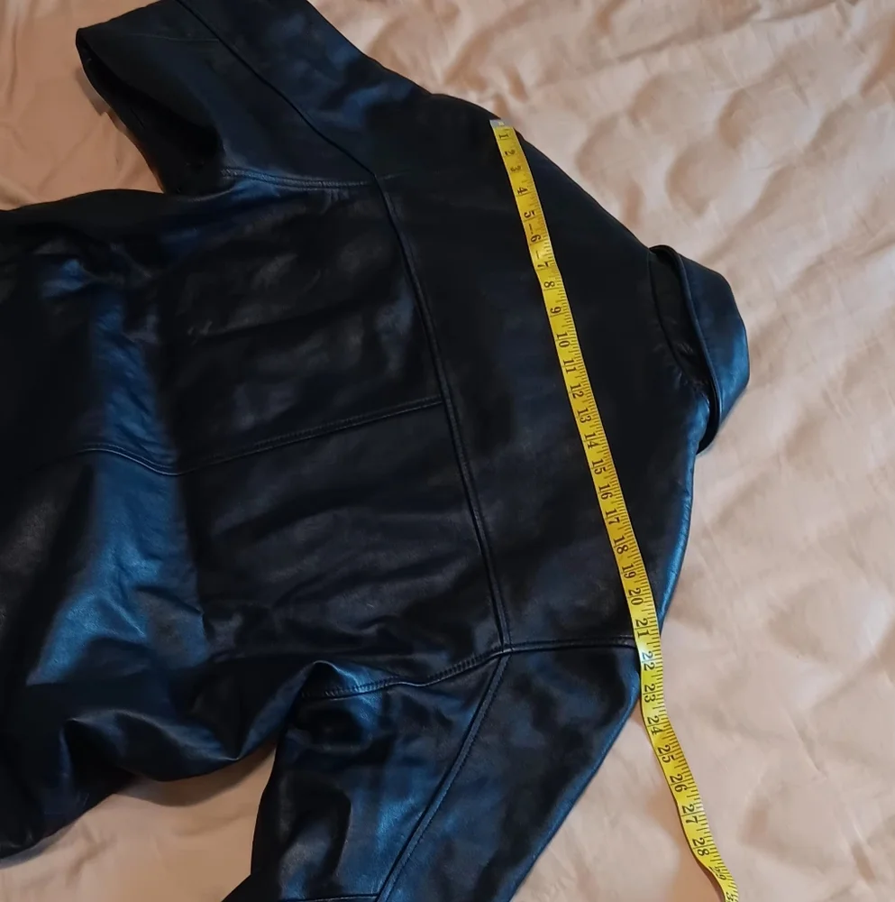 HATHAWAY‎ Men 100% Leather Jacket Coat Black SzL Vintage Zip And Button